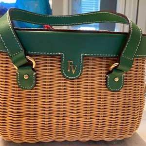 Frances Valentine NWT Arielle Green Wicker Basket Bag